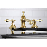Tudor Two-Handle 3-Hole Deck Mount Widespread Bathroom Faucet with Brass Pop-Up
