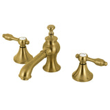 Tudor Two-Handle 3-Hole Deck Mount Widespread Bathroom Faucet with Brass Pop-Up
