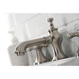 Vintage Two-Handle 3-Hole Deck Mount Widespread Bathroom Faucet with Brass Pop-Up