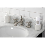Vintage Two-Handle 3-Hole Deck Mount Widespread Bathroom Faucet with Brass Pop-Up