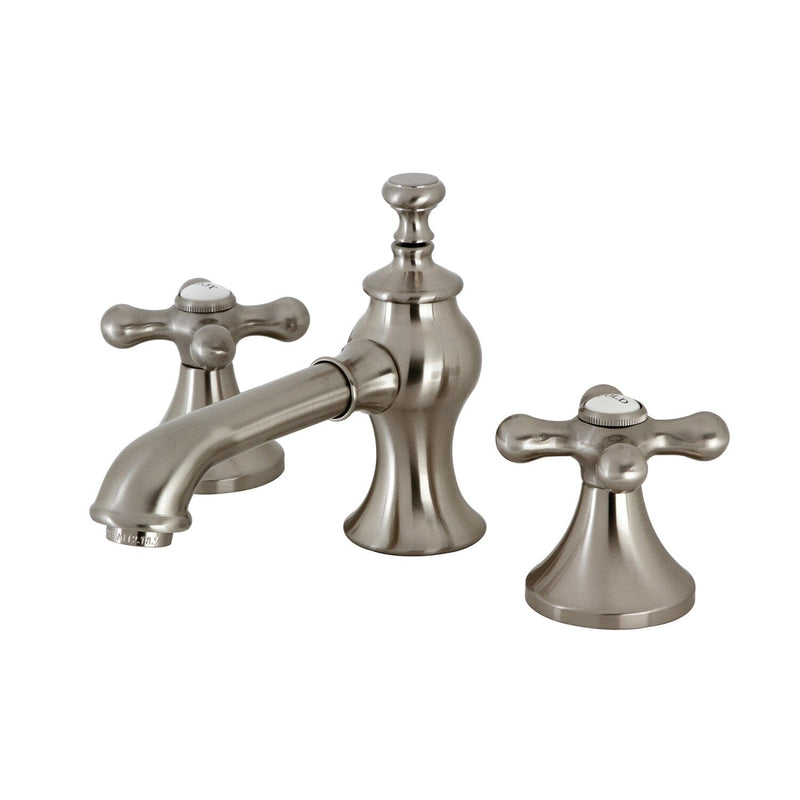 Vintage Two-Handle 3-Hole Deck Mount Widespread Bathroom Faucet with Brass Pop-Up
