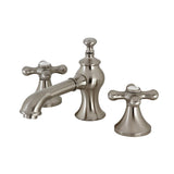 Vintage Two-Handle 3-Hole Deck Mount Widespread Bathroom Faucet with Brass Pop-Up
