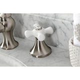 Vintage Two-Handle 3-Hole Deck Mount Widespread Bathroom Faucet with Brass Pop-Up