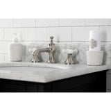 Vintage Two-Handle 3-Hole Deck Mount Widespread Bathroom Faucet with Brass Pop-Up