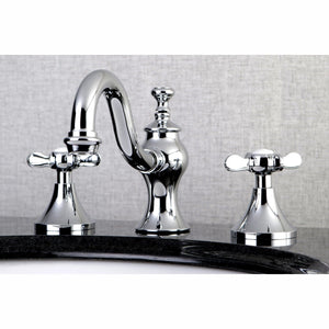 Essex Two-Handle 3-Hole Deck Mount Widespread Bathroom Faucet with Brass Pop-Up