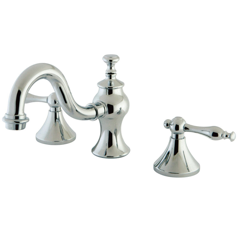Naples Two-Handle 3-Hole Deck Mount Widespread Bathroom Faucet with Brass Pop-Up