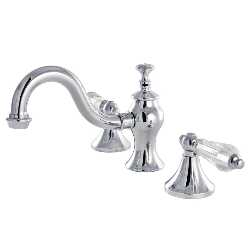 Wilshire Two-Handle 3-Hole Deck Mount Widespread Bathroom Faucet with Brass Pop-Up Drain