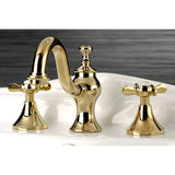 Essex Two-Handle 3-Hole Deck Mount Widespread Bathroom Faucet with Brass Pop-Up Drain