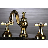 Essex Two-Handle 3-Hole Deck Mount Widespread Bathroom Faucet with Brass Pop-Up Drain