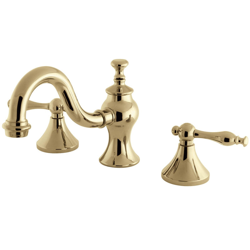 Naples Two-Handle 3-Hole Deck Mount Widespread Bathroom Faucet with Brass Pop-Up