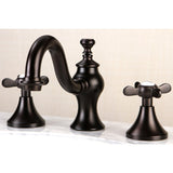 Essex Two-Handle 3-Hole Deck Mount Widespread Bathroom Faucet with Brass Pop-Up Drain
