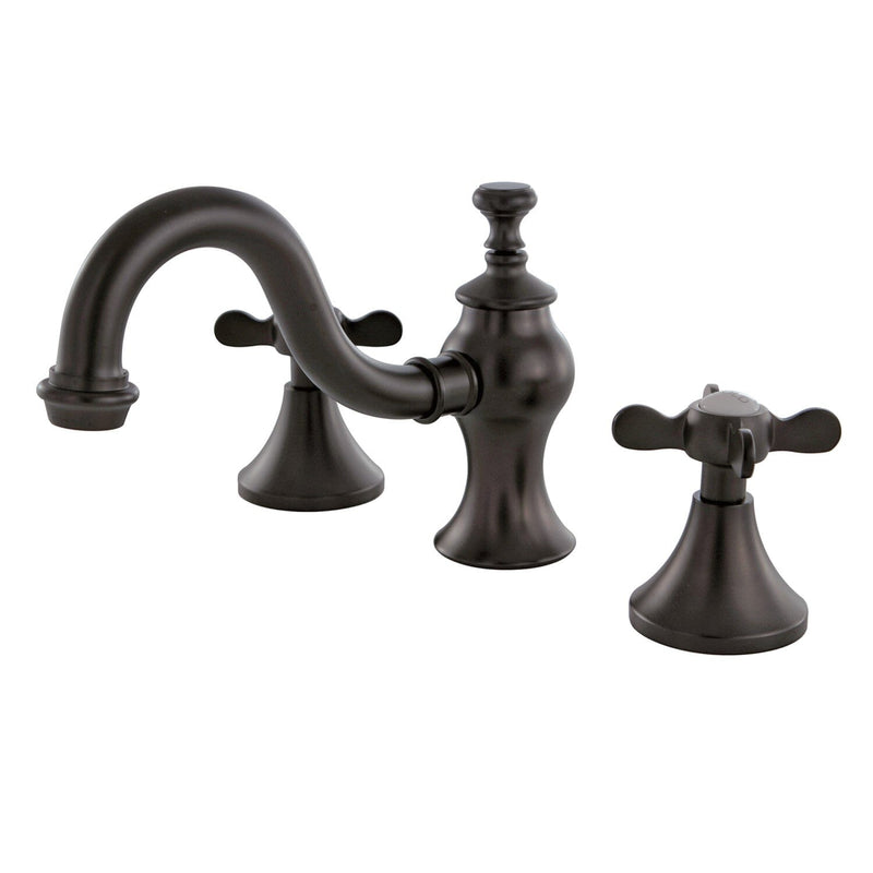 Essex Two-Handle 3-Hole Deck Mount Widespread Bathroom Faucet with Brass Pop-Up