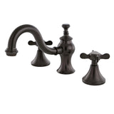 Essex Two-Handle 3-Hole Deck Mount Widespread Bathroom Faucet with Brass Pop-Up Drain