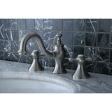 Vintage Two-Handle 3-Hole Deck Mount Widespread Bathroom Faucet with Brass Pop-Up