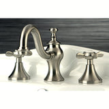 Essex Two-Handle 3-Hole Deck Mount Widespread Bathroom Faucet with Brass Pop-Up Drain
