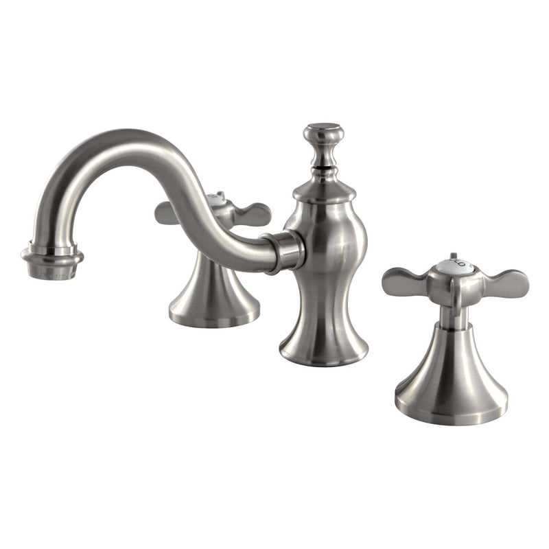 Essex Two-Handle 3-Hole Deck Mount Widespread Bathroom Faucet with Brass Pop-Up