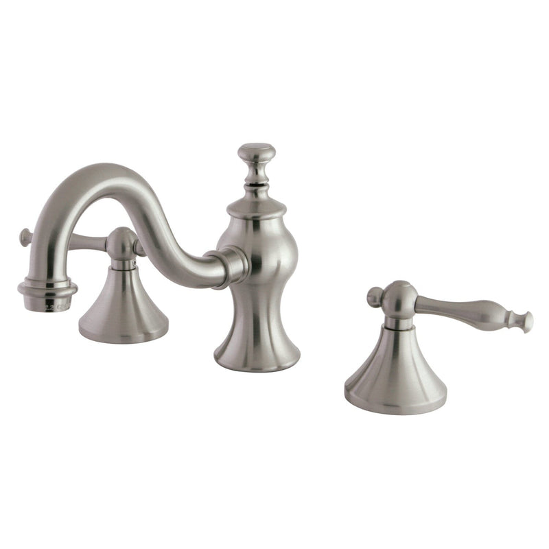 Naples Two-Handle 3-Hole Deck Mount Widespread Bathroom Faucet with Brass Pop-Up