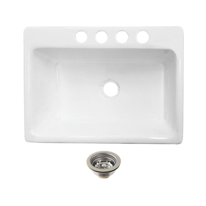 Towne 36-Inch Cast Iron Single Bowl Undermount Kitchen Sink (4-Hole) with Strainer