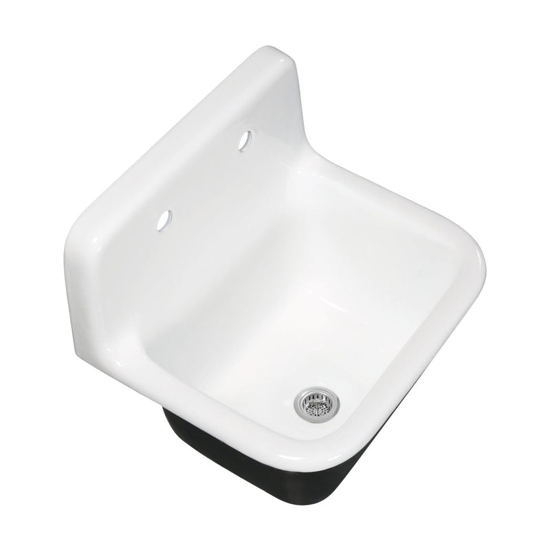 Petra Galley 22-Inch Cast Iron Single Bowl Wall Mount Kitchen Sink (2-Hole) with Strainer
