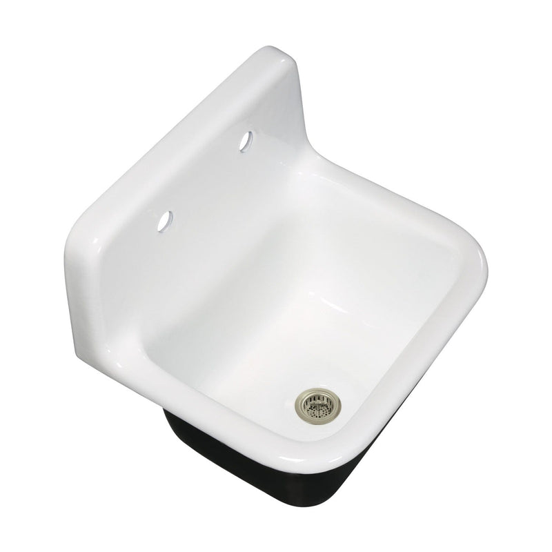 Petra Galley 22-Inch Cast Iron Single Bowl Wall Mount Kitchen Sink (2-Hole) with Strainer