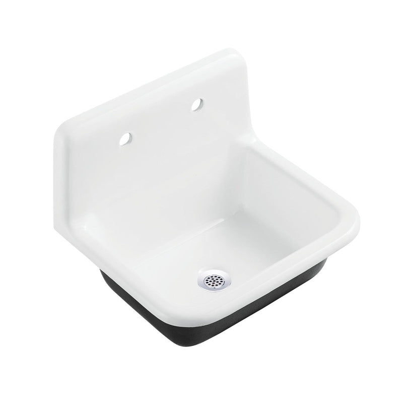 Petra Galley Cast Iron Single Bowl Wall Mount Utility Sink with Drain