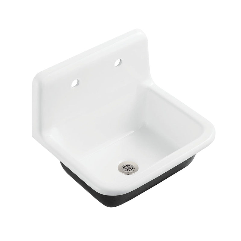 Petra Galley Cast Iron Single Bowl Wall Mount Utility Sink with Drain