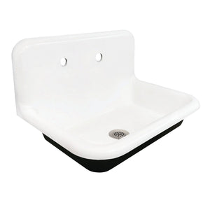 Towne Cast Iron Single Bowl Wall Mount Utility Sink with Drain