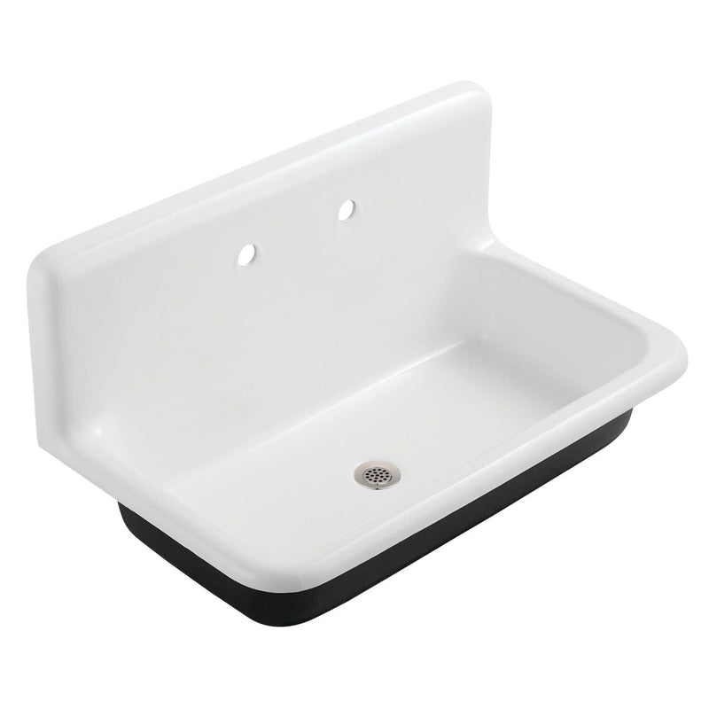 Petra Galley Cast Iron Single Bowl Wall Mount Utility Sink with Drain