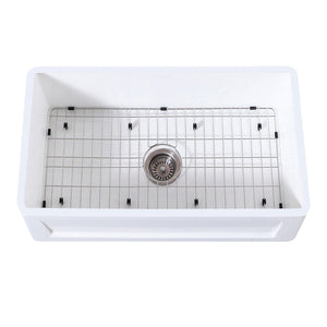 Arcticstone 30-Inch Solid Surface White Stone Apron-Front Single Bowl Farmhouse Kitchen Sink