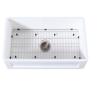 Arcticstone 33-Inch Solid Surface White Stone Apron-Front Single Bowl Farmhouse Kitchen Sink