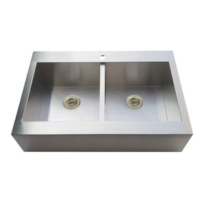 Edinburg 33-Inch Stainless Steel Double Bowl Drop-In Kitchen Sink with 1-Hole Drain and Strainer
