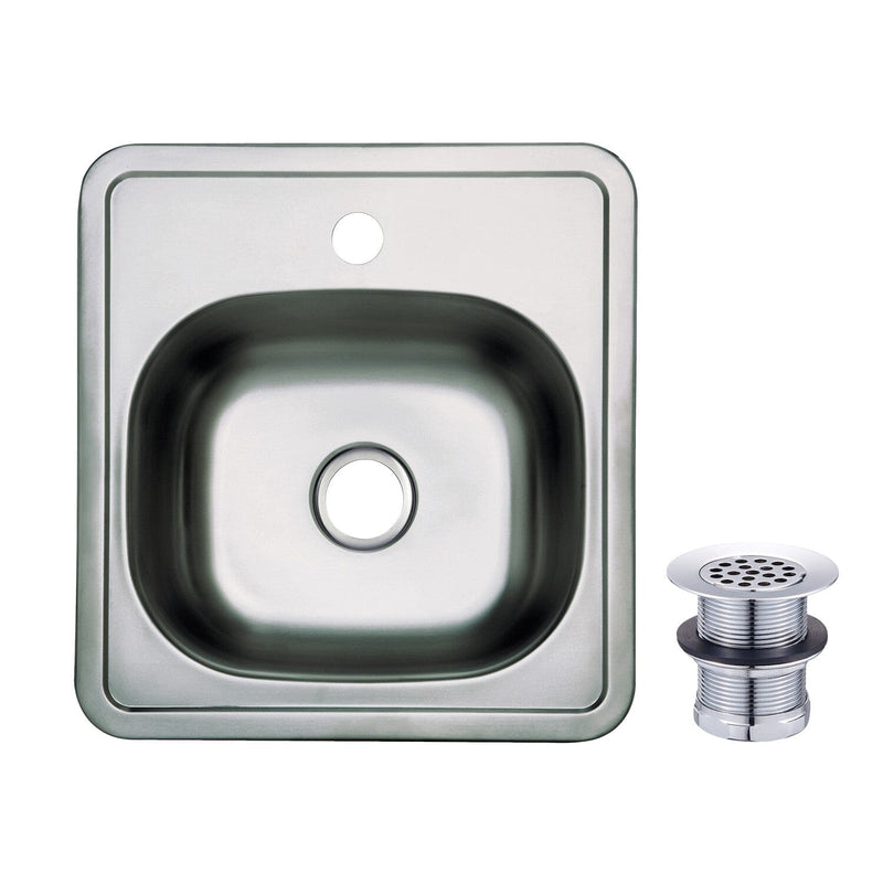 Studio 15-Inch Stainless Steel Self-Rimming Single Bowl Drop-In Bar Prep Sink (1-Hole) with Strainer