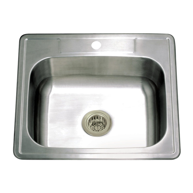 Studio 25-Inch Stainless Steel Self-Rimming Single Bowl Drop-In Kitchen Sink (1-Hole) with Strainer