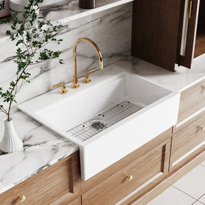 Kaolin 34-Inch Fireclay Farmhouse Kitchen Sink