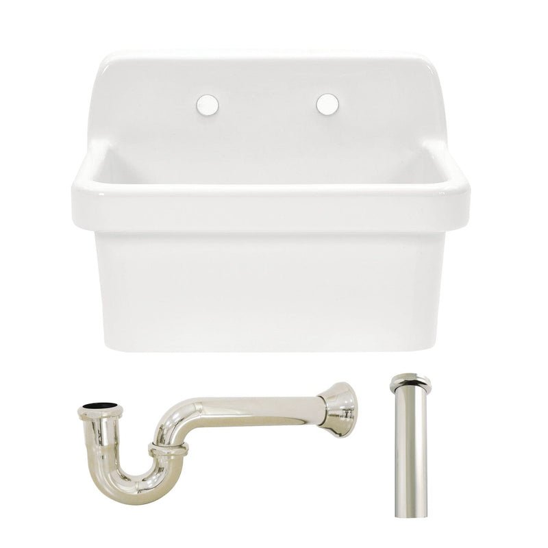 Doriteal 24-Inch Ceramic Single Bowl Wall Mount Kitchen Sink with Strainer