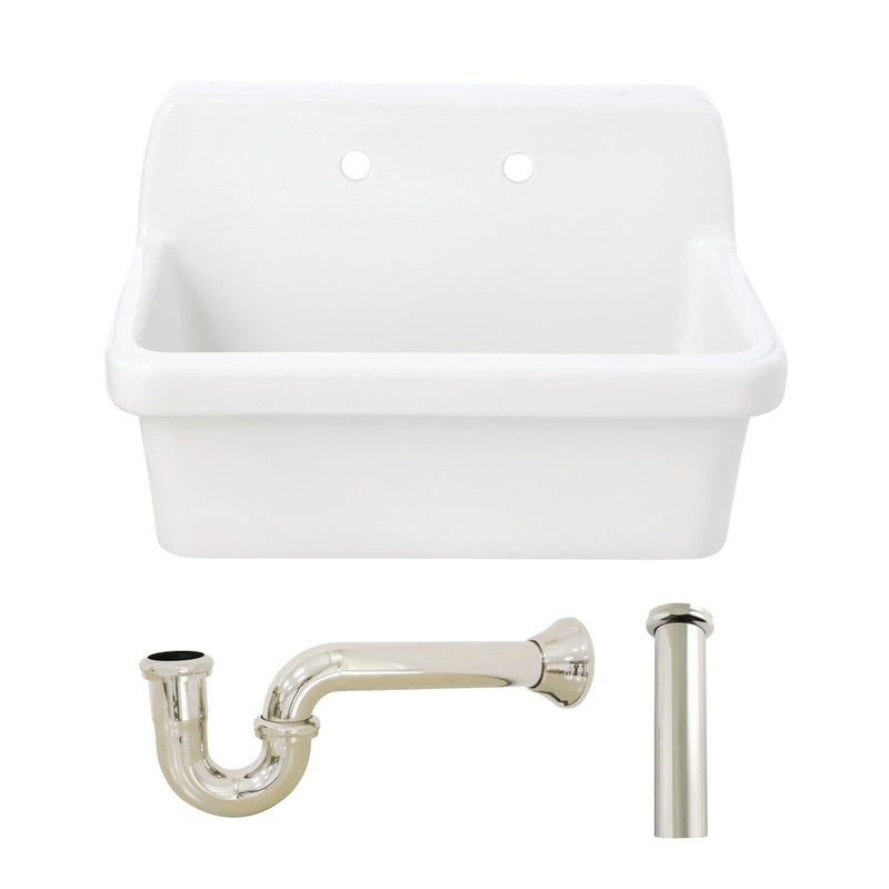 Doriteal 30-Inch Ceramic Single Bowl Wall Mount Kitchen Sink with Strainer