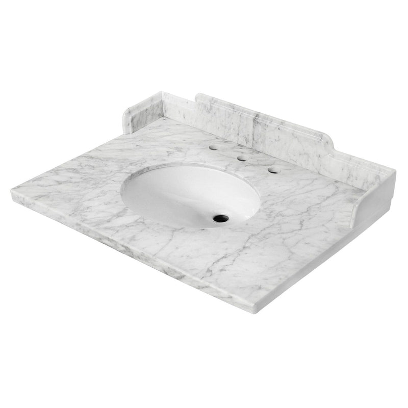 Pemberton 30-Inch Carrara Marble Vanity Sink Top (8" Faucet Drillings)