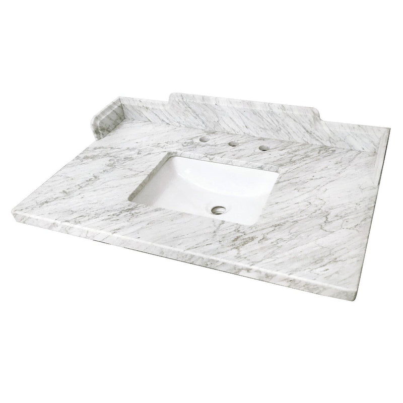 Pemberton 36-Inch Carrara Marble Vanity Sink Top (8" Faucet Drillings)