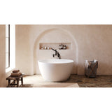 Arcticstone 45-Inch Solid Surface Round Double Ended Freestanding Tub with Faucet Combo and Drain