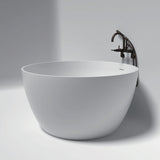 Arcticstone 45-Inch Solid Surface Round Double Ended Freestanding Tub with Faucet Combo and Drain