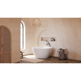 Arcticstone 45-Inch Solid Surface Round Double Ended Freestanding Tub with Faucet Combo and Drain