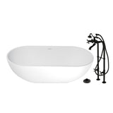 Arcticstone 70-Inch Solid Surface Oval Double Ended Freestanding Tub with Faucet Combo and Drain