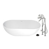 Arcticstone 70-Inch Solid Surface Oval Double Ended Freestanding Tub with Faucet Combo and Drain