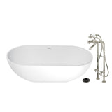 Arcticstone 70-Inch Solid Surface Oval Double Ended Freestanding Tub with Faucet Combo and Drain