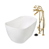 Arcticstone 51-Inch Solid Surface Oval Single Slipper Freestanding Tub with Faucet Combo and Drain
