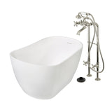 Arcticstone 51-Inch Solid Surface Oval Single Slipper Freestanding Tub with Faucet Combo and Drain