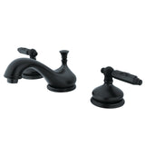 Georgian Two-Handle 3-Hole Deck Mount Widespread Bathroom Faucet with Brass Pop-Up