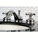 Heritage Two-Handle 3-Hole Deck Mount Widespread Bathroom Faucet with Brass Pop-Up Drain