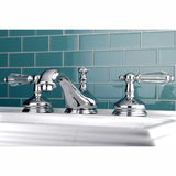 Wilshire Two-Handle 3-Hole Deck Mount Widespread Bathroom Faucet with Brass Pop-Up