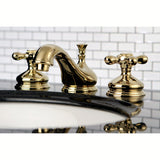 Heritage Two-Handle 3-Hole Deck Mount Widespread Bathroom Faucet with Brass Pop-Up Drain
